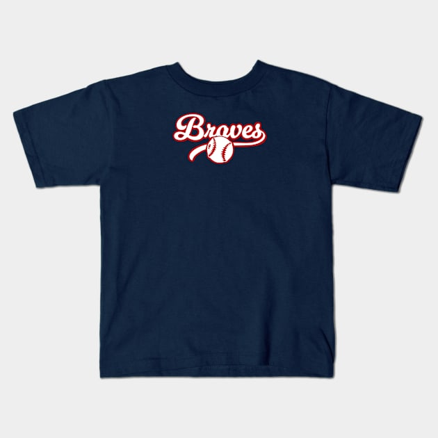 Retro Braves Baseball Kids T-Shirt by Throwzack